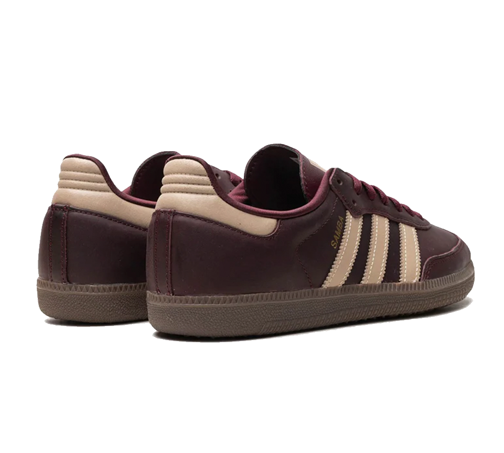 back side of the adidas samba maroon crystal white