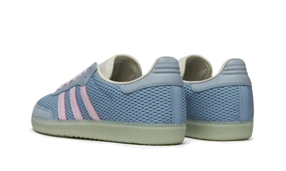 back view of the adidas samba blue lavander