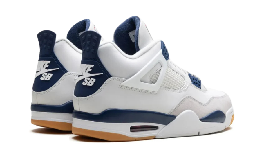 back view of the air jordan 4 navy blue
