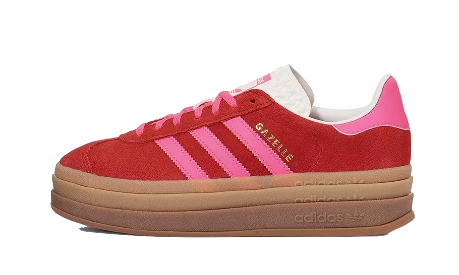 adidas gazelle bold collegiate red lucid pink front side