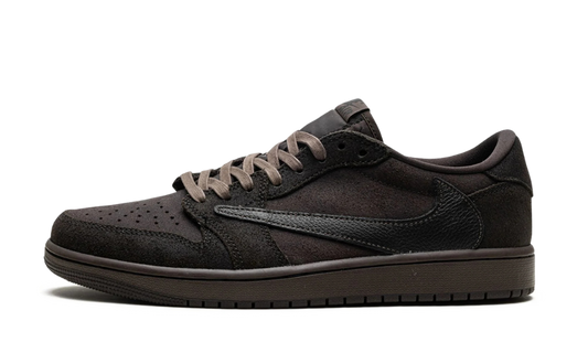 front view of the jordan 1 low travis scott brown