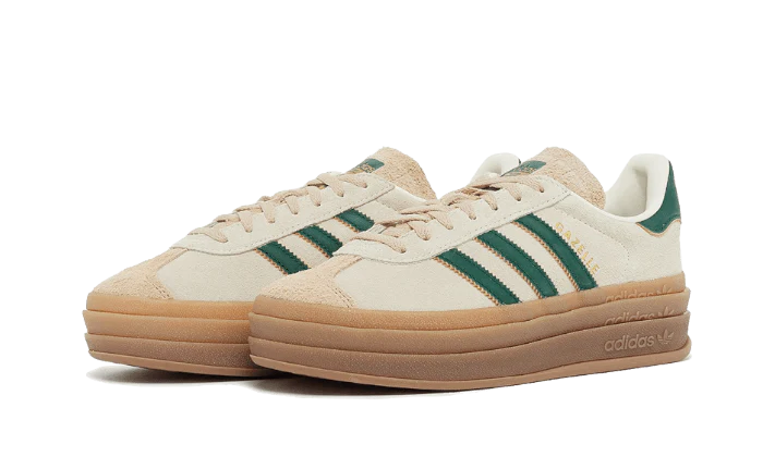 Adidas Gazelle Bold Magic Beige Collegiate Green detail side