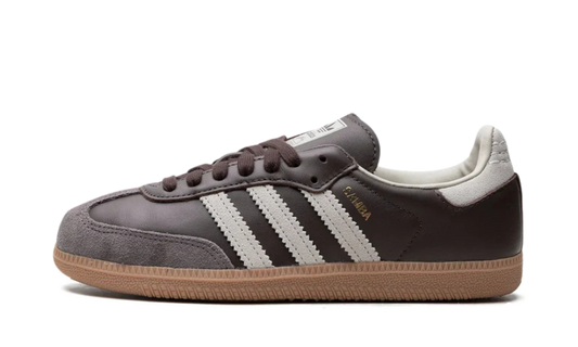 front view of the adidas samba brown putty