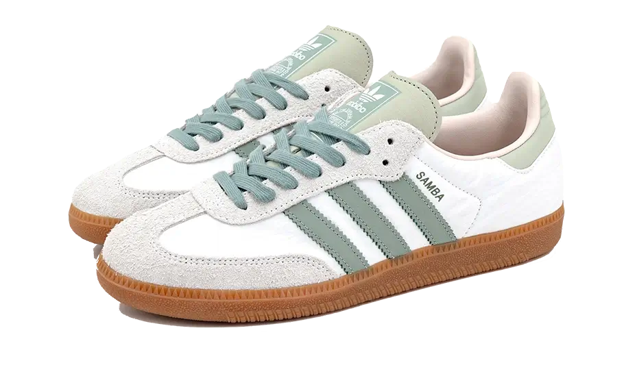 adidas samba og silver green putty mauve detail side