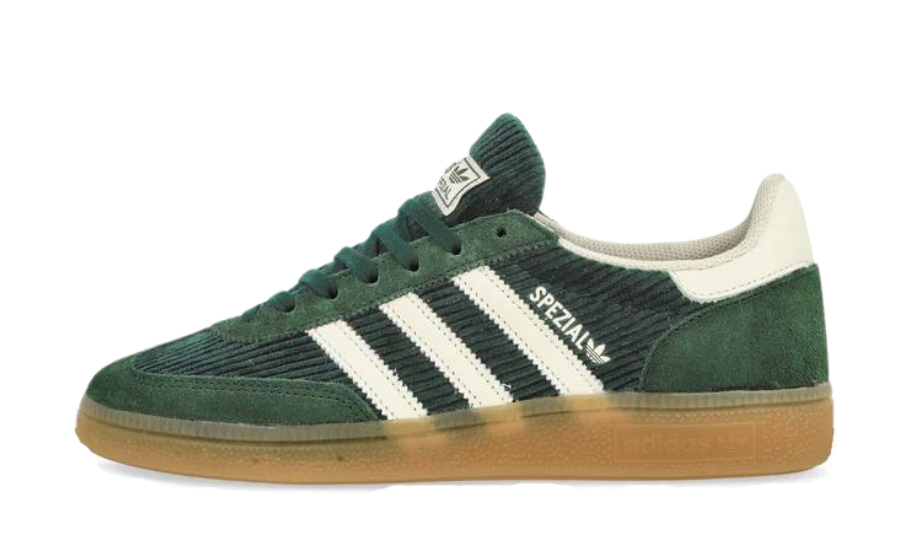 front view of corduroy green adidas spezial