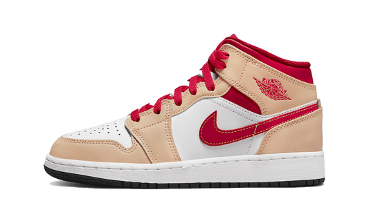 Air Jordan 1 Mid Beige White Red GS